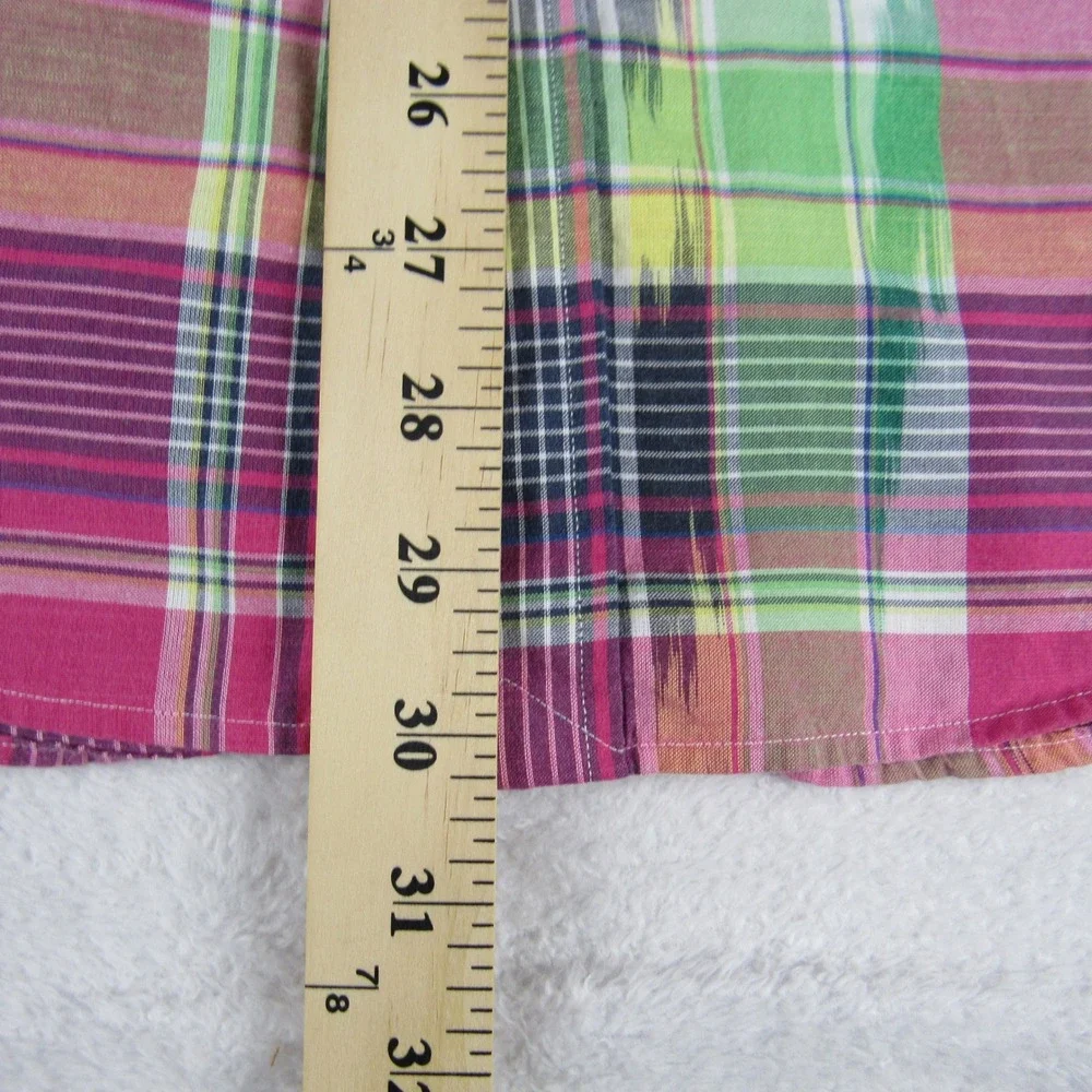 Polo Ralph Lauren Mens Large Button Down Pink Plaid Ikat Flap Pockets